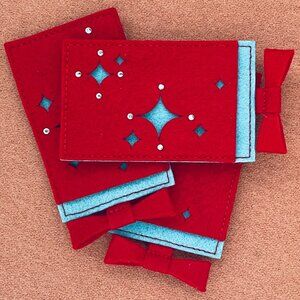 STARBUCKS RARE EMBELLISHED CUT OUT FELT GIFT CARD HOLDERS - SET OF 3 - NEW!